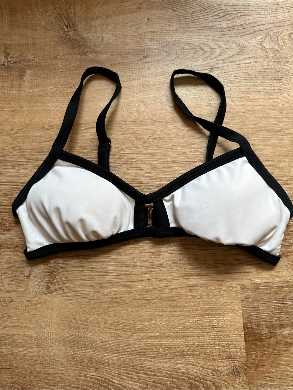 Women’s Contrast Trim White & Black Swim Top